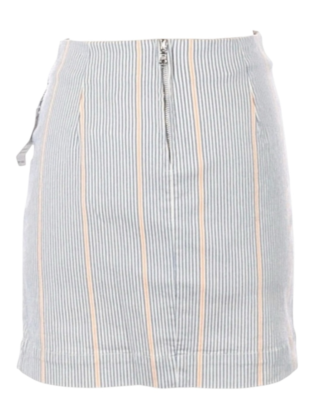 new 3x1 ᯾ Jane Ruffle Stretch Denim Mini Skirt ᯾ Blue Ticking Stripe ᯾ XS ᯾ Chic - Picture 5 of 16